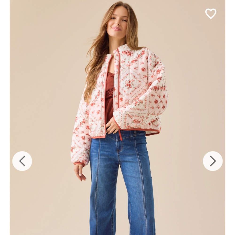 Altar'd State Blush Floral Quilted Puff Jacket - Picture 2 of 7
